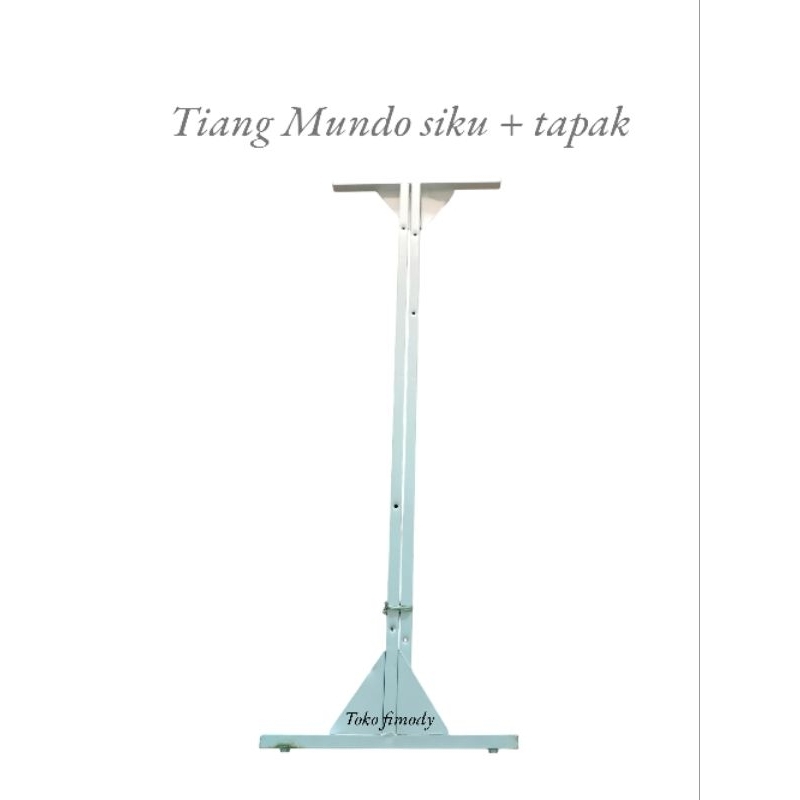 Tiang Mundo Siku / Kaki Ram Bingkai / Kaki Rak Aksesoris / Ram kaki Warna Putih Bonus Tapak dan Baut