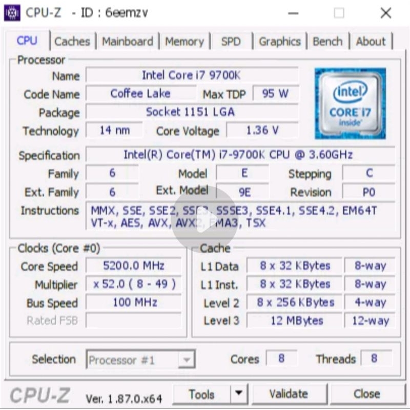 Intel I7 9700K
