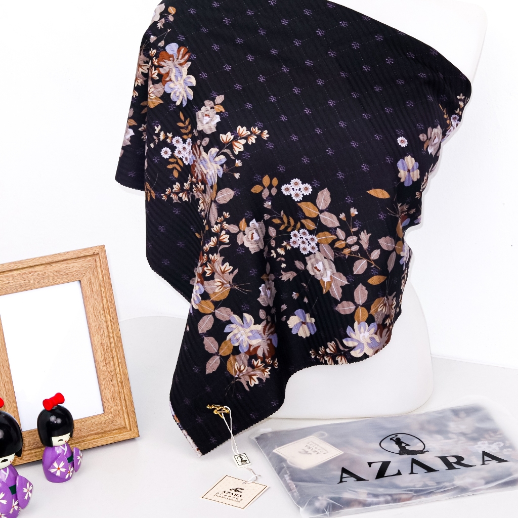 JILBAB SYARI MOTIF DENGAN POUCH / HIJAB SEGIEMPAT MOTIF SYARI / KERUDUNG SYARI MOTIF