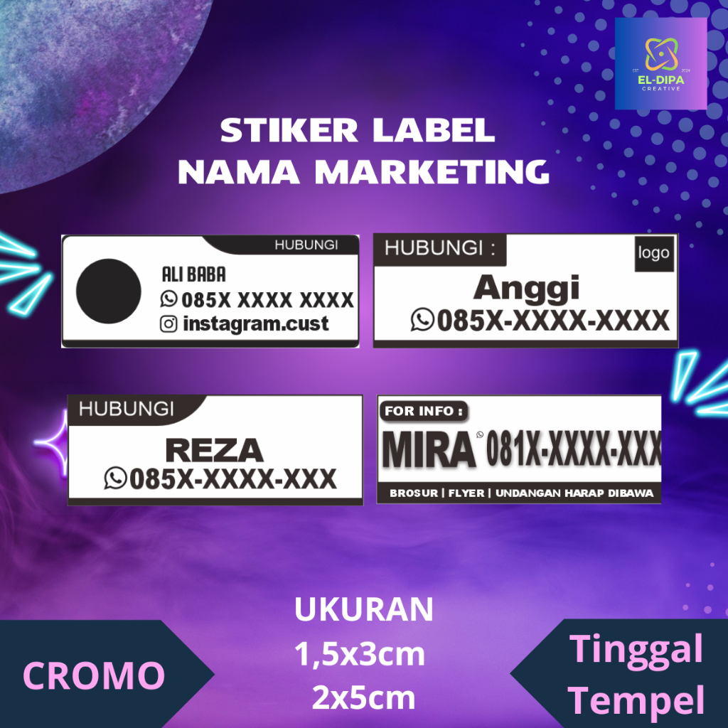 

Stiker Label Nama Marketing,Free Cutting,Tinggal Tempel