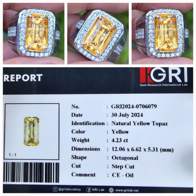 Natural Yellow Topaz Top Luster Memo 4.23 crt