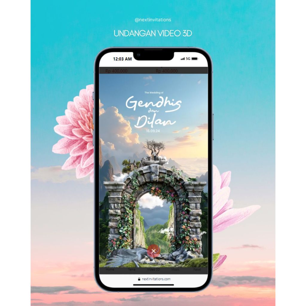 Undangan Digital Video 3D Pernikahan Premium Mewah | Undangan Video 3D Tema Sky Land