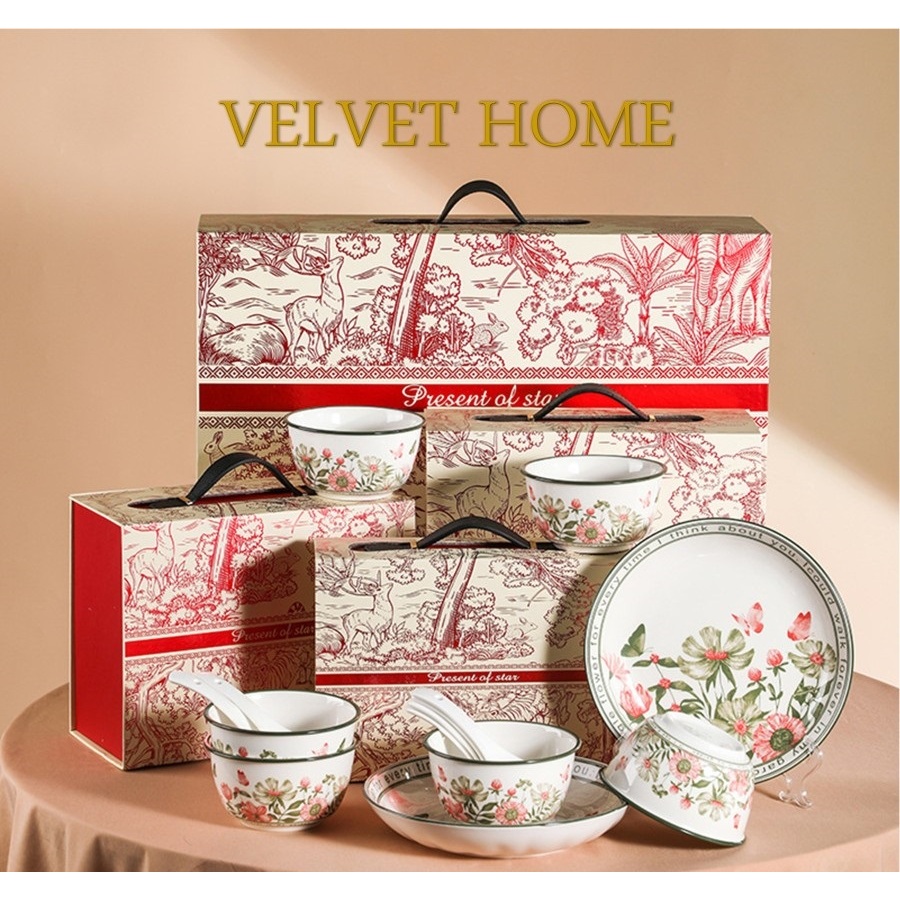 Hampers piring makan mangkok dining dinner set premium kemasan koper hadiah gift set natal lebaran t
