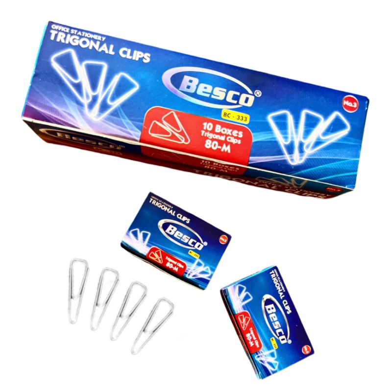 

10 Box Trigonal Clips Besco No.3/Paper Clips/Penjepit Kertas Murah