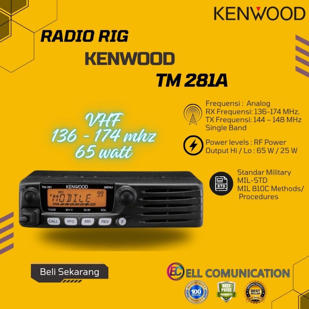 KENWOOD TM-281 TM 281A 65 WATT VHF RADIO RIG MOBIL KENWOOD TM 281 VHF