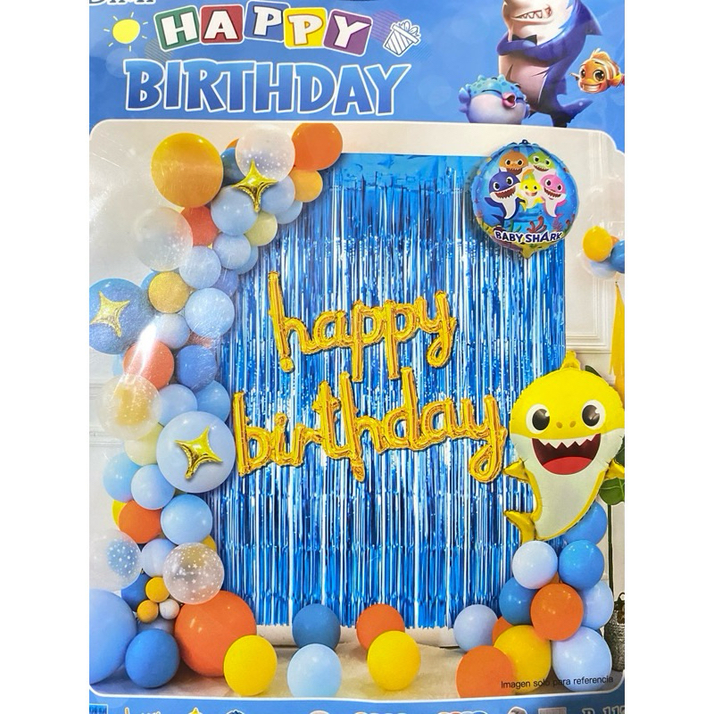 paket dekorasi ulang tahun baby shark / paket balon dekorasi / set balon dekorasi baby shark