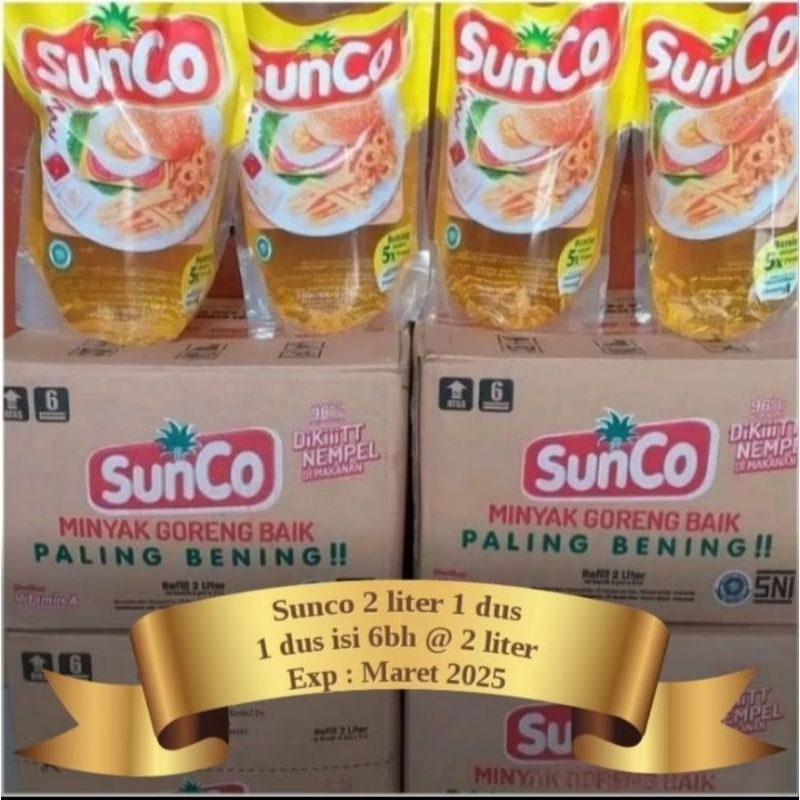 

minyak goreng sunco ukuran 2Liter (satu dua isi 6Pcs)