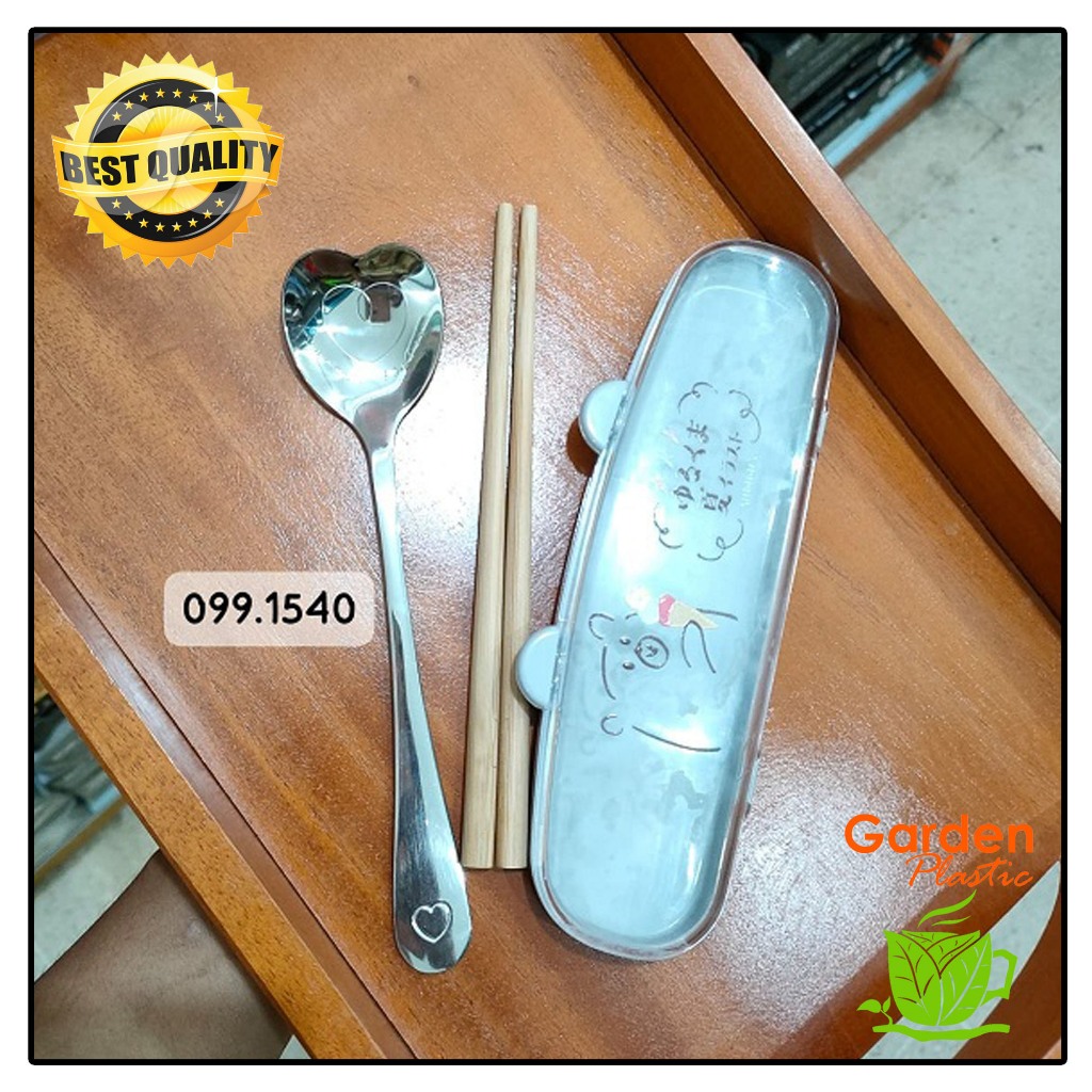 SENDOK STAINLESS + SUMPIT KAYU SET FREE BOX 56133