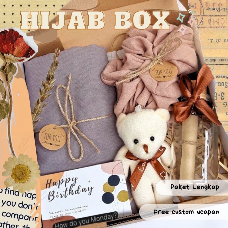 

Hampers hijab Kado Ulang tahun/Graduation Gift/Gift Box/Hampers Lebaran/Hantaran/Wedding