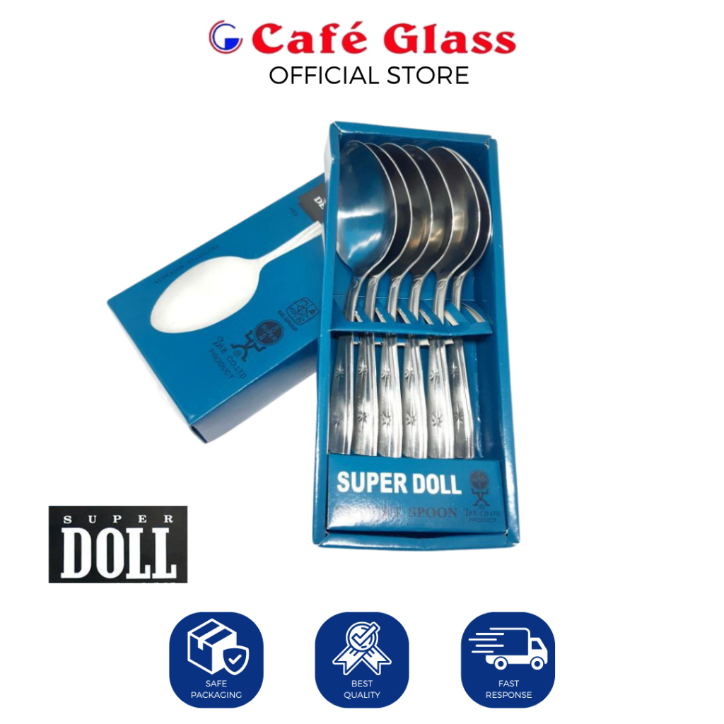 SENDOK MAKAN TEBAL STAINLESS | SENDOK MAKAN SET 6 PCS HOTEL RESTORAN | ALAT MAKAN DOLL (403)