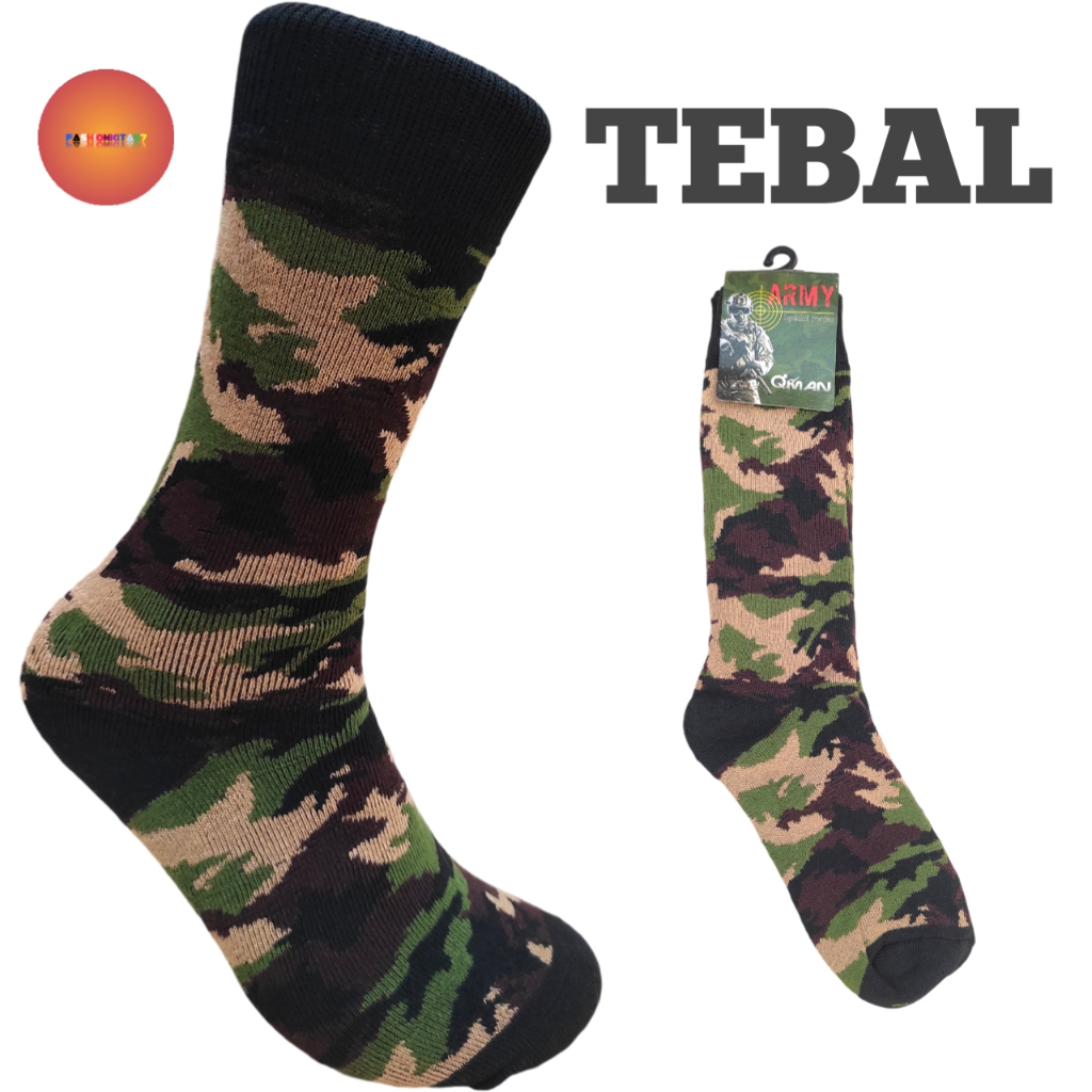 KAOS KAKI PRIA DEWASA PDL TEBAL FULL LORENG / KAOS KAKI TNI LORENG ARMY