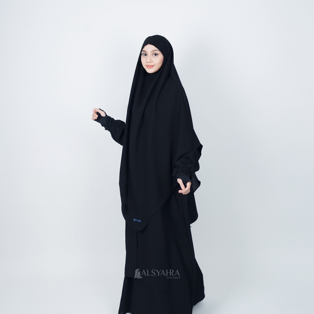 Alsyahra Exclusive French Khimar Lancip V Ayumi Soft Jetblack