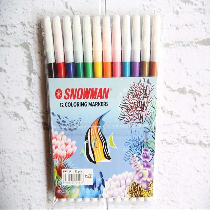 

spidol warna snowman / SNOWMAN COLOURING MARKER / spidol snowman 12 warna / spidol snowman PW-12A