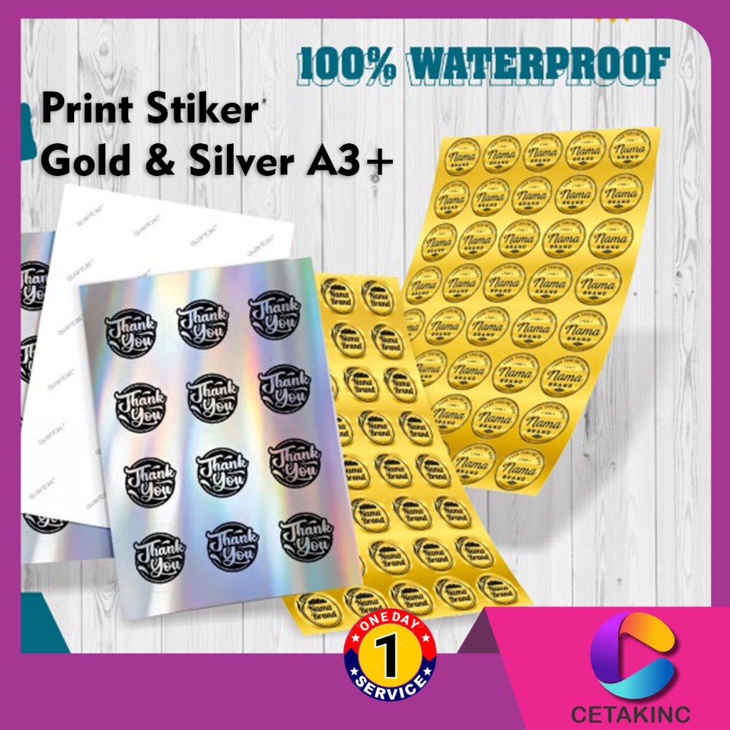 

Cetakinc - Print Sticker Gold & Silver A3 Free Kiss Cutting