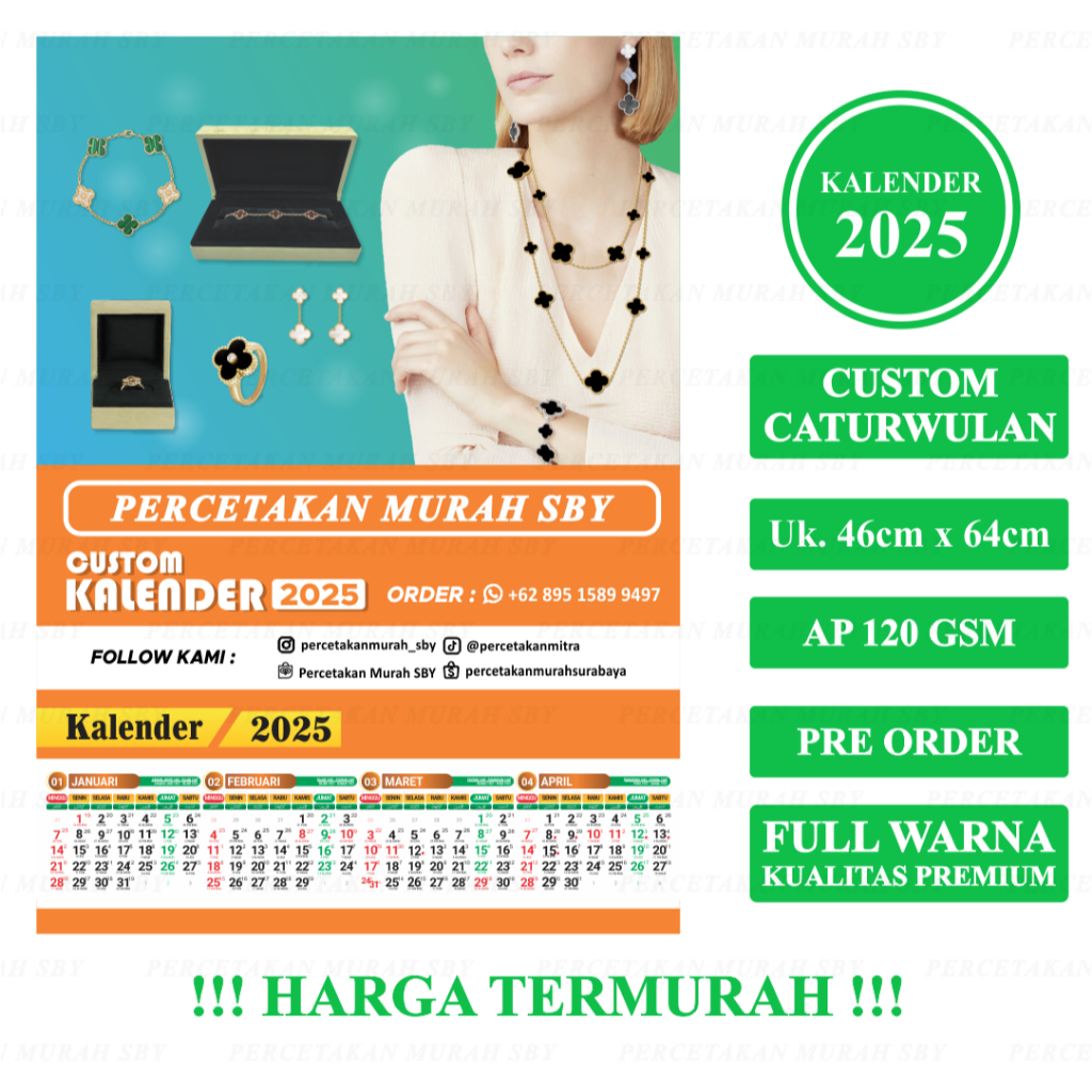 

Kalender dinding - Tahun 2025 - Custom Design - Bahan Tebal - Harga Murah - Ukuran 46x64 - Caturwulan - 300 Pcs