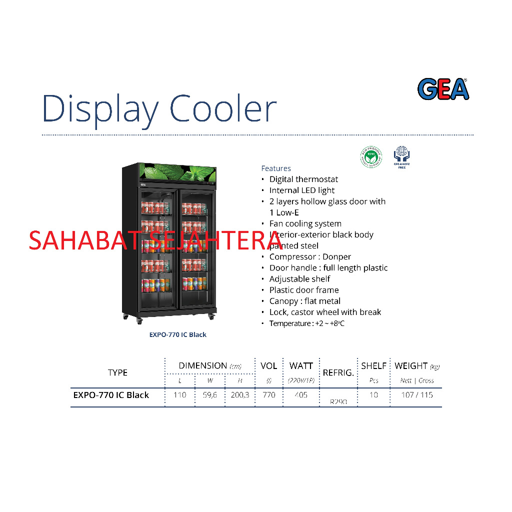 GEA Display Cooler EXPO-770 IC BLACK  Kulkas Showcase 2 Pintu