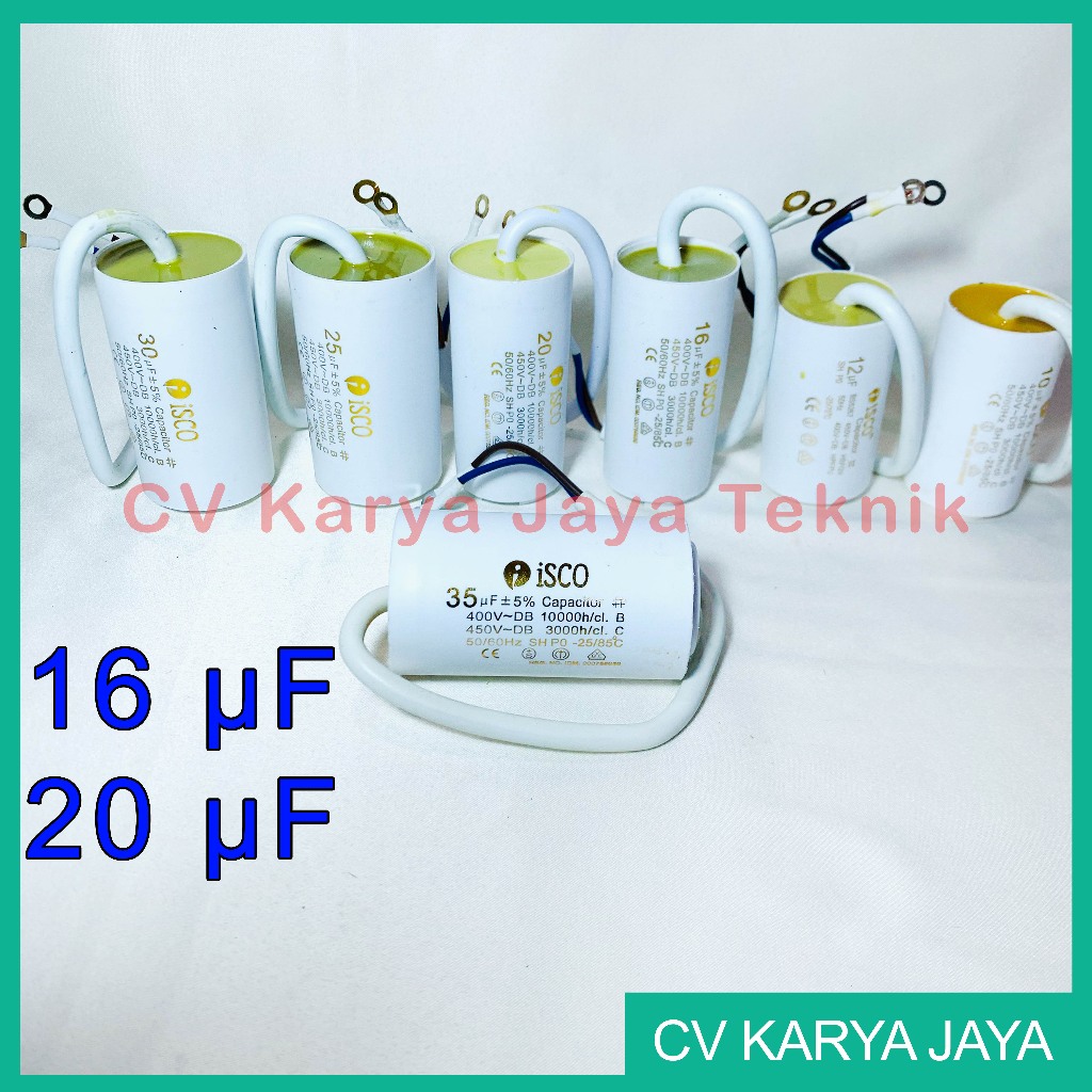Kapasitor Bulat 16 20 UF Mikro ISCO / Kapasitor Listrik / Capasitor Pompa Air