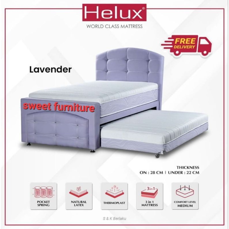 bed dorong helux lavender latex 3 in 1