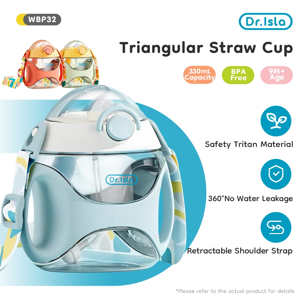 Dr.isla Botol Minum Anak 330ml Bahan Tritan Botol Minum Bayi BPA Free Piala Lanyard WBP32