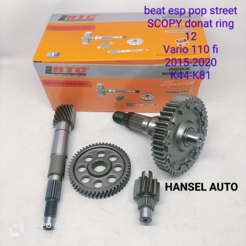 GIGI RASIO SET AS PULLY GEAR GARDAN RODA ASSY BEAT ESP POP STREET SCOOPY DONAT RING 12 VARIO FI 2015