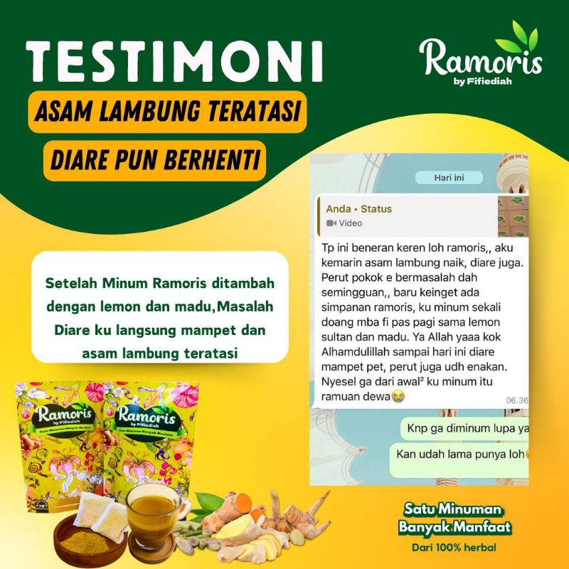 

Ramoris serbuk,dikemas dalam tea bag