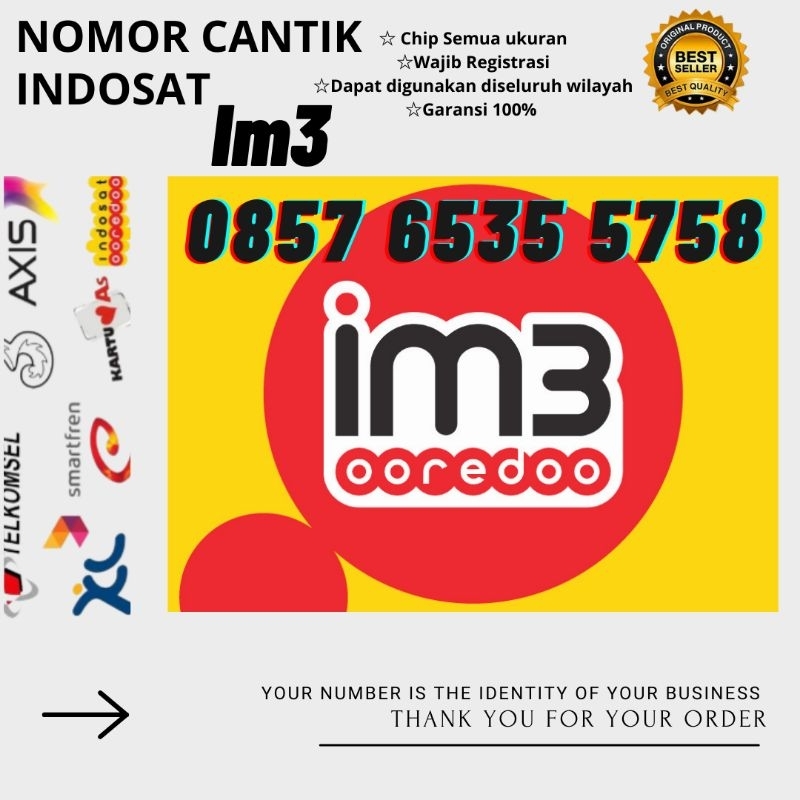 Nomor Cantik Indosat iM3 Hoki Maju Mapan 5758