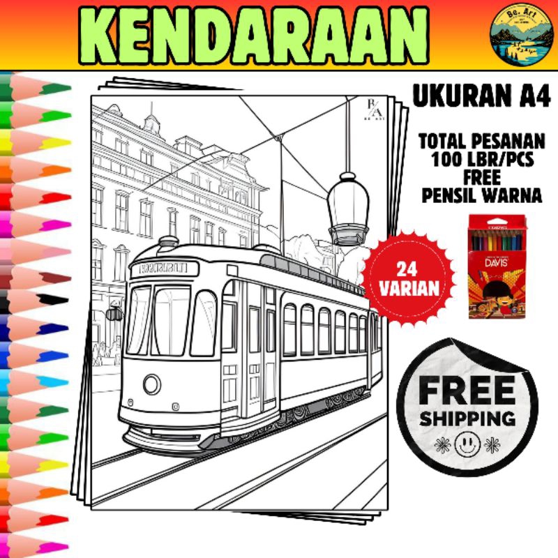 

kertas gambar mewarnai anak A4 (KENDARAAN)