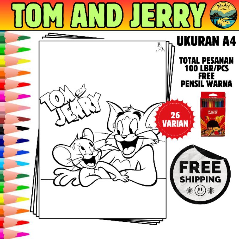 

kertas gambar mewarnai anak A4 (TOM AND JERRY)