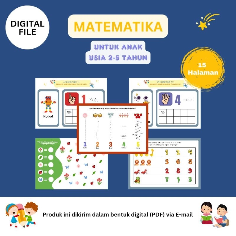 PDF Printable Worksheet Matematika Anak Belajar Berhitung