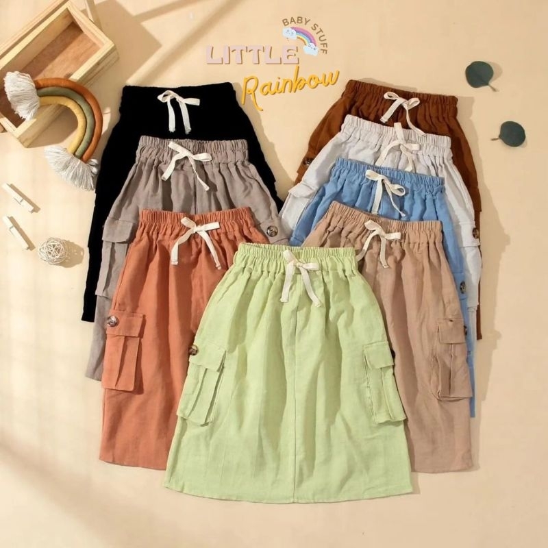 Littlerainbow - Rok Cargo SHIREEN/ Rok Cargo Linen / Rok Cargo Anak / Rok Panjang Anak Perempuan