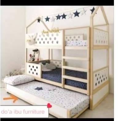 tempat tidur anak tingkat jati Belanda size 100×200×270