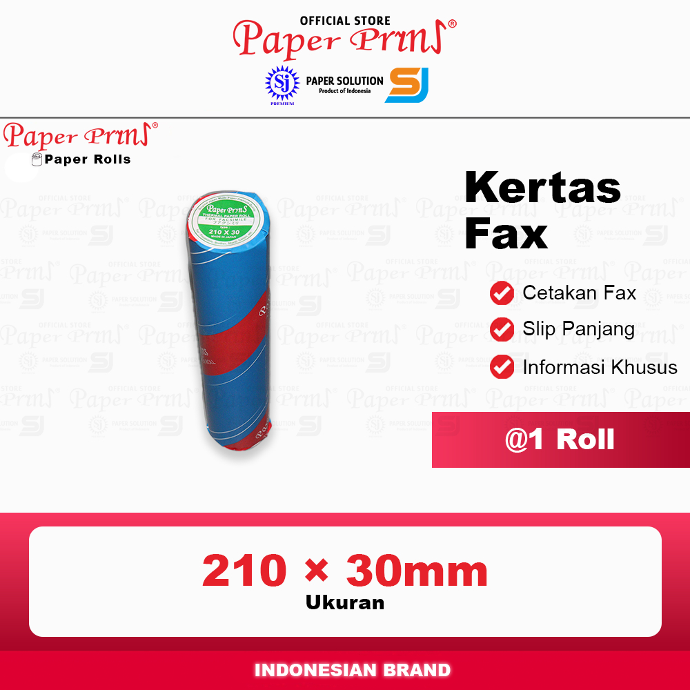 

Kertas Thermal Fax Paperpryns 210x30mm (@1 Roll)