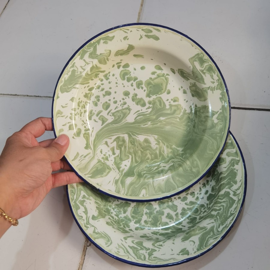 Piring Enamel motif blirik / Kaleng Seng / Jadul / Vintage Kuno