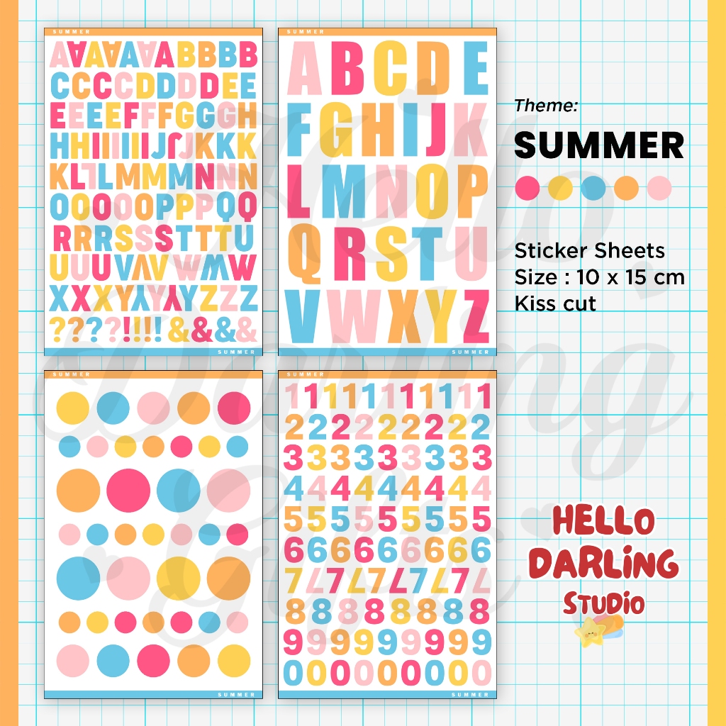 

Sticker Jurnal Deco Tema SUMMER. Alphabet Sticker Sheet Journaling Scrapbook Deco. Kiss Cut.