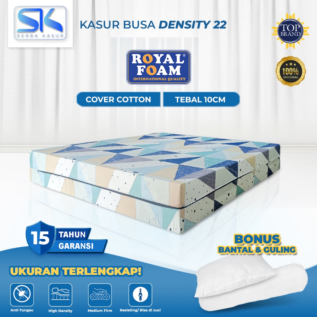 Kasur Busa ROYAL FOAM Original D22 Tebal 10CM Garansi Resmi 15 Tahun Cover Katun Semua Ukuran | 200x