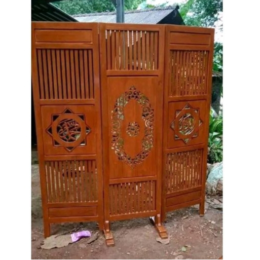 Partisi Sekat Ruangan Kayu Jati Ukiran Motif Kaligrafi Furniture Jepara