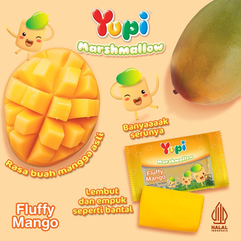 

Yupi Marshmallow Fluffy Mango Permen Mangga BOX (isi 24 pcs)