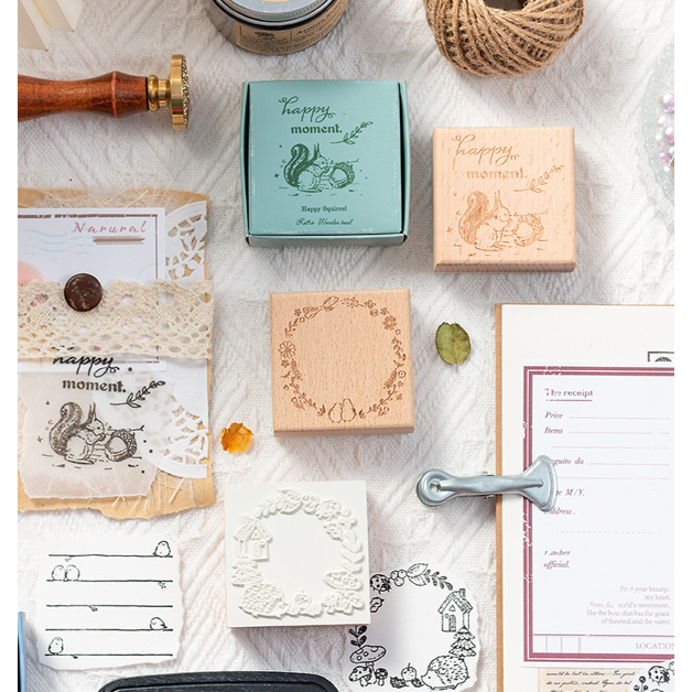 

LovelyCraftStore W14 ~ DIY Wooden Rubber Stamp "Animals Message" Stempel Kayu Vintage DIY bullet