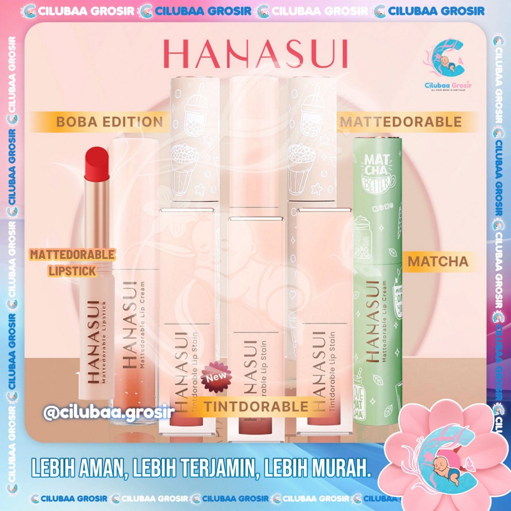 HANASUI BOBA MATTEDORABLE LIP CREAM || TINTDORABLE LIP TINT ||  LIP STAIN BIBIR & BLUSH ON - LIP & C