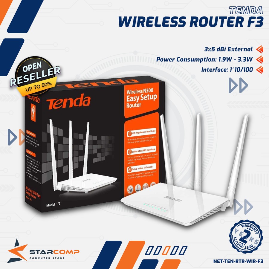 Wireless Router Tenda F3 300Mbps 3xAntenna 5dBi