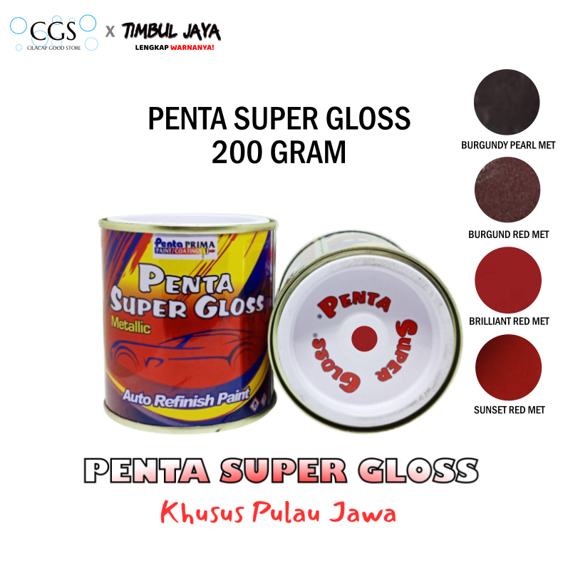 Cat Penta BRILLIANT RED MICA 200 gram - cat penta merah - cat penta merah metalik - cat mobil merah 