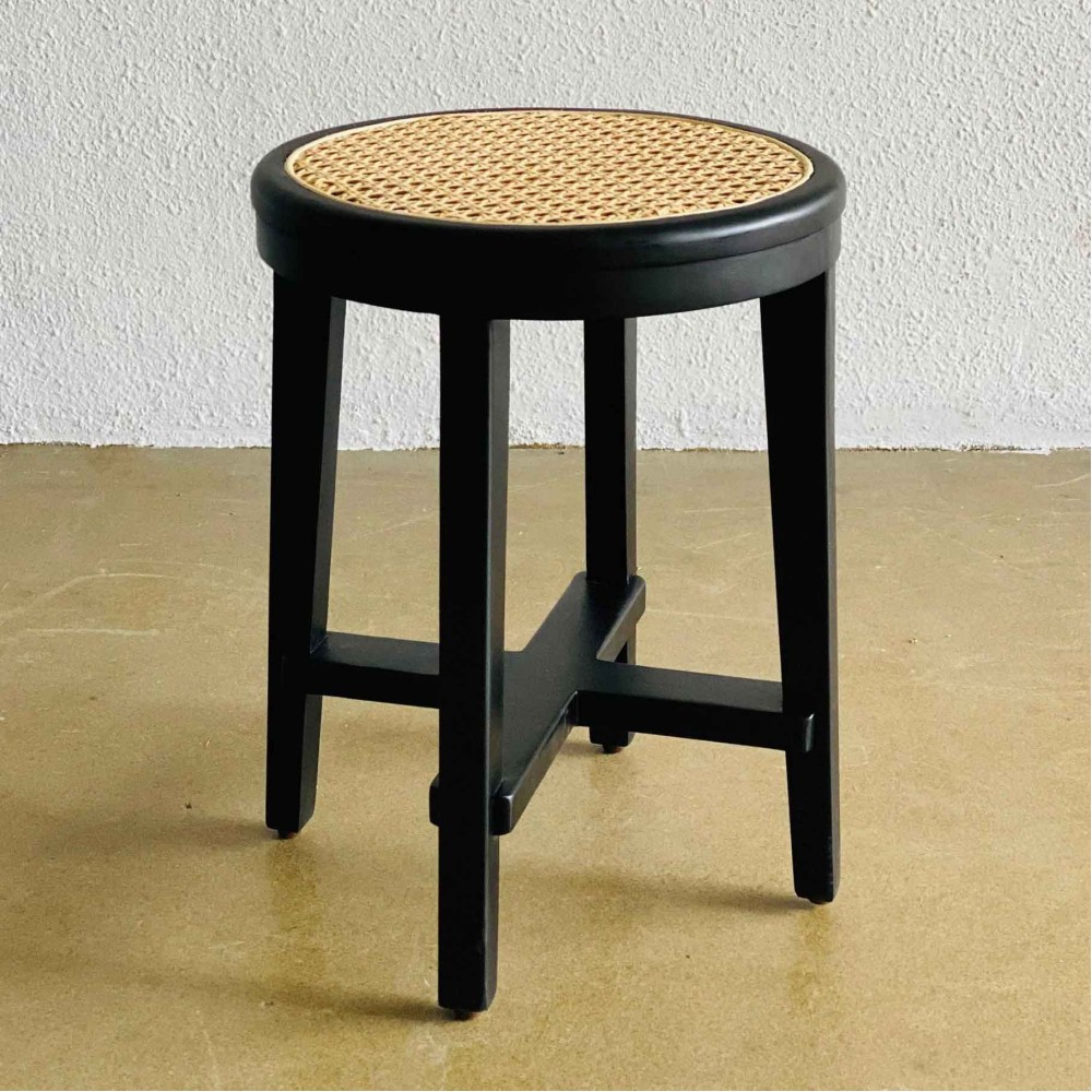 Rana Stool Kursi Stool Bundar Kombinasi Anyaman Rotan