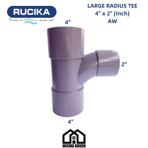 RUCIKA TEE Y / LARGE RADIUS TEE 90° PVC 4" X 2" (Inch) AW