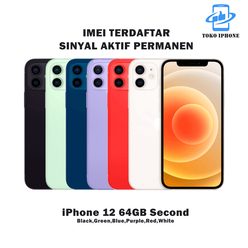 Apple iPhone 12 64GB Second Original Fulset Mulus丨BC Versi permanent丨IMEI terdaftar permanen/jaringa