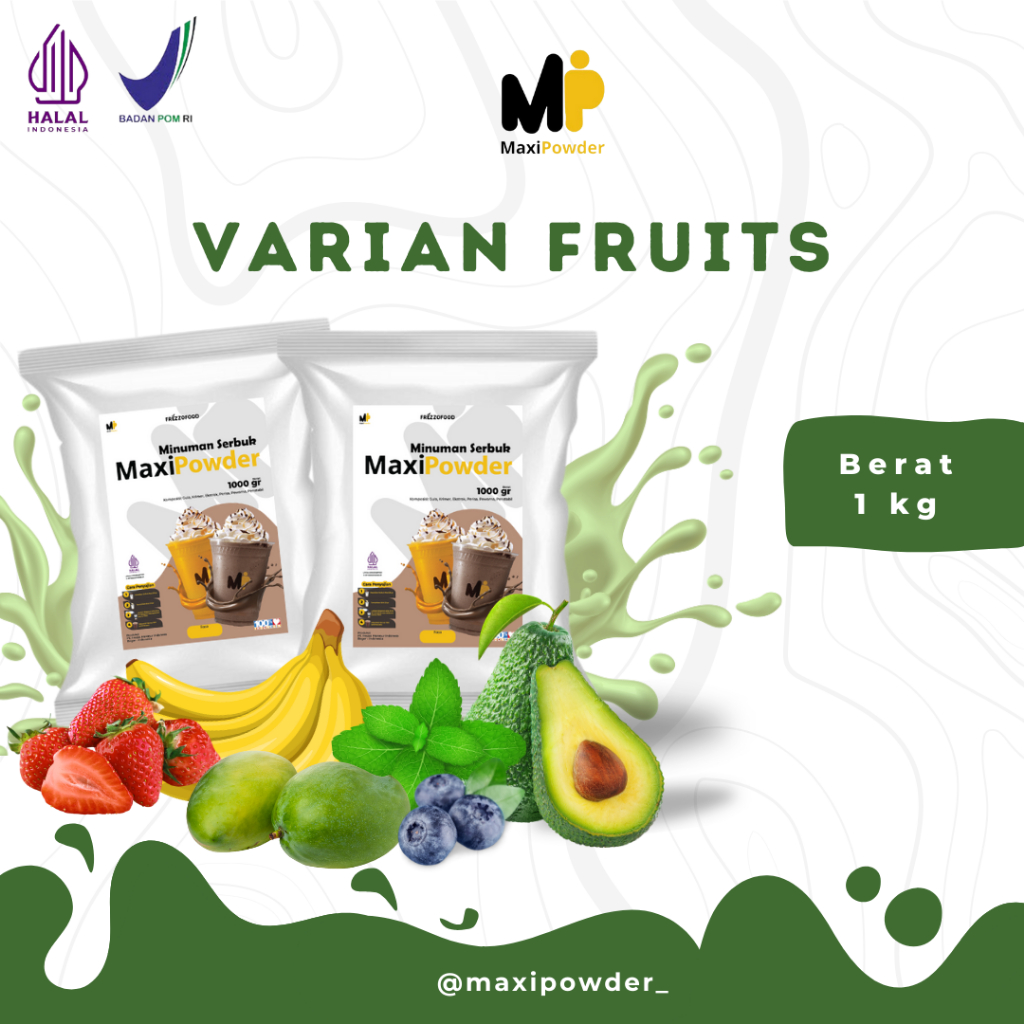 

Bubuk Minuman Rasa Buah 1kg / Minuman Kekinian Varian Buah Termurah / MaxiPowder