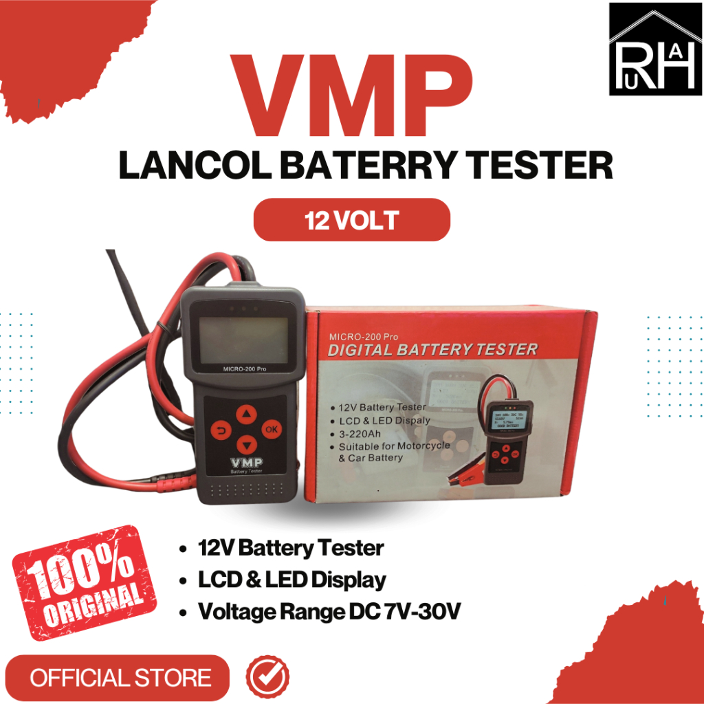 Lancol Micro 200 Battery Tester Aki Test Aki Tester Baterai Cek Kesehatan Aki. Original Packing Aman