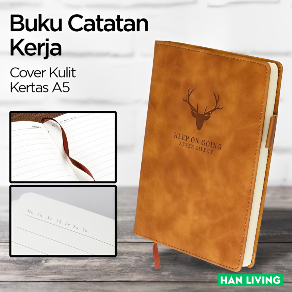 

HANLIVING Buku Catatan Harian Notebook Diary Cover Kulit 180 Atau 360 Lembar A5