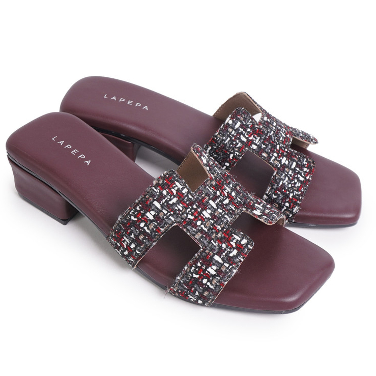 LAPEPA YUK - DONNA Sandal Wanita Slop High Heels Tinggi Sedang 4cm Size 36 - 40 Sendal Selop Hak Tah