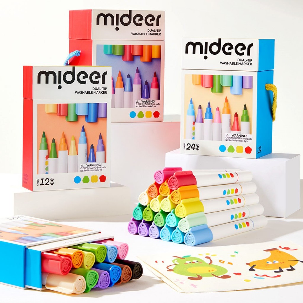 

Mideer Dual Tip Washable Marker 12 24 36 Colors Mainan Edukasi Anak