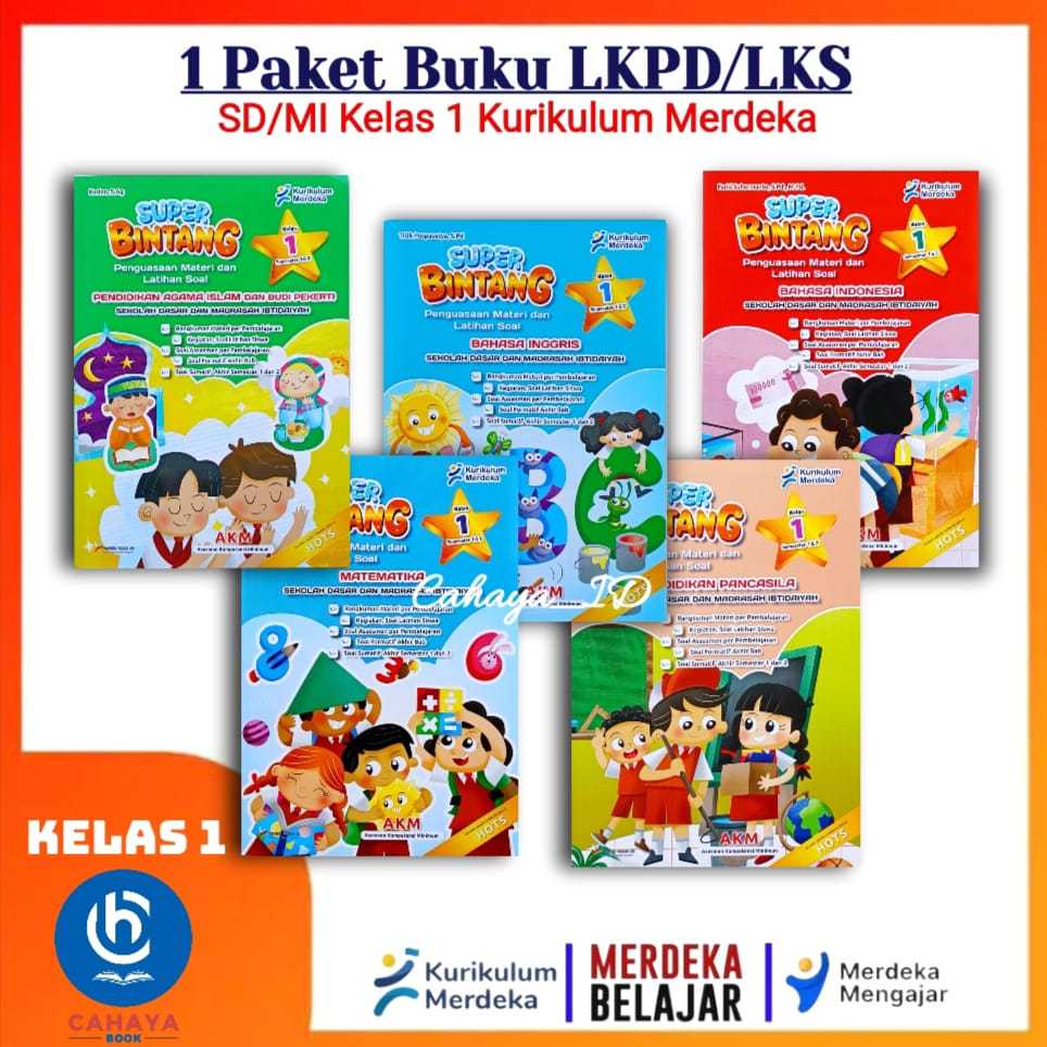 Super Bintang Paket Isi 5 Buku Lengkap Buku LKPD/LKS Kelas 1 SD/MI Kurikulum Merdeka + Kunci Jawaban